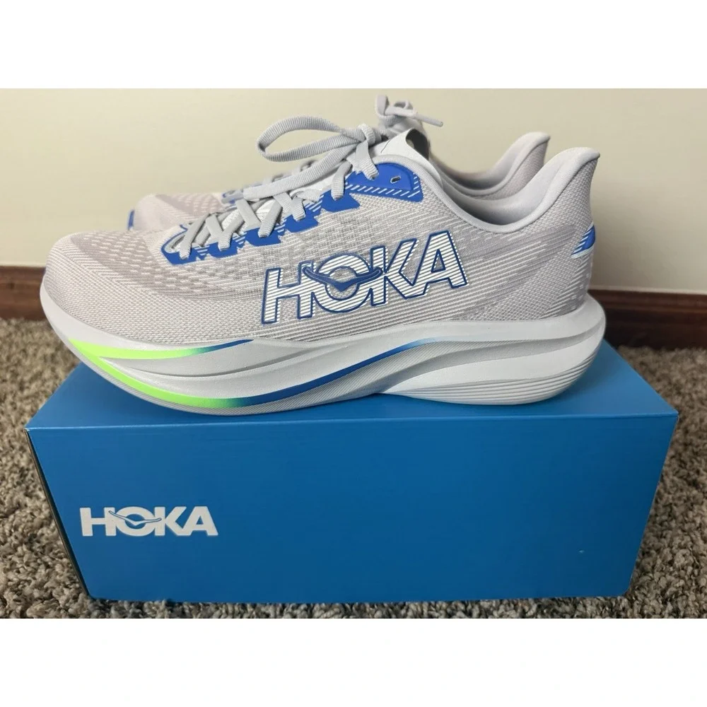Hoka One One Mach 7 Mens Size 10.5D Ash Gray Blue Athletic Running Shoes